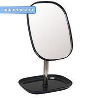 Зеркало косметическое настольное чёрное с подставкой для макияжных принадлежностей 17.8x12.8x24 см